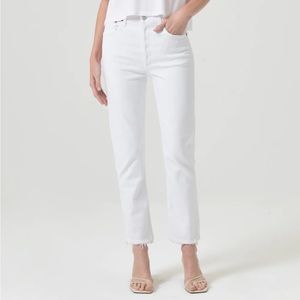 AGOLDE Riley High Rise Straight Crop Stretch White Denim jeans size 24